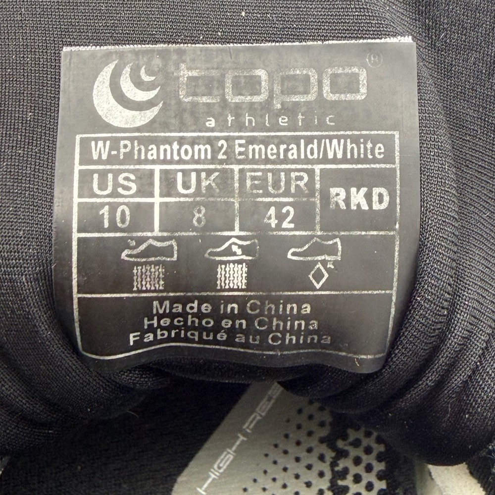 Topo Athletic Phantom 2 Womens 10 Running Shoes Teal Black Lightweight Sneakers - Picture 10 of 10